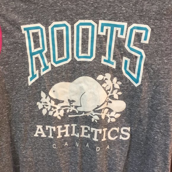 ROOTS pink & grey baseball tee - size XXL - Picture 2 of 7
